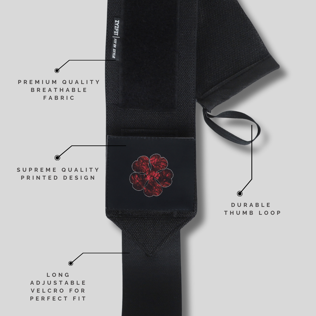 Black Clover Heavy duty premium Wrist Wraps –Detachable Design Gym Support by ZYZFIT