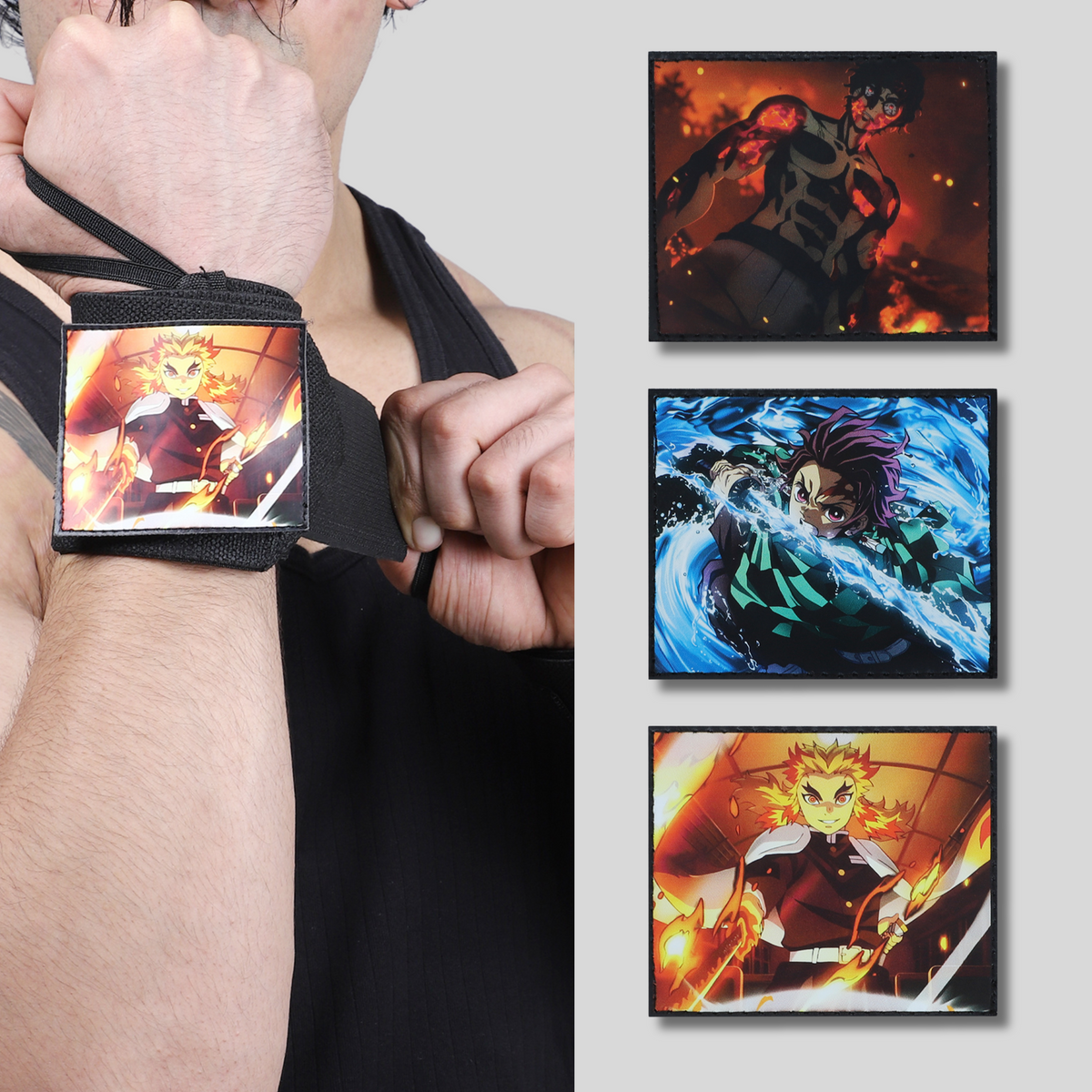 Demon Slayer Heavy duty Wrist Wraps – Tanjiro, Fire Hashira - Inspired Breathing Style Wrist Wraps by ZYZFIT, Detachable design