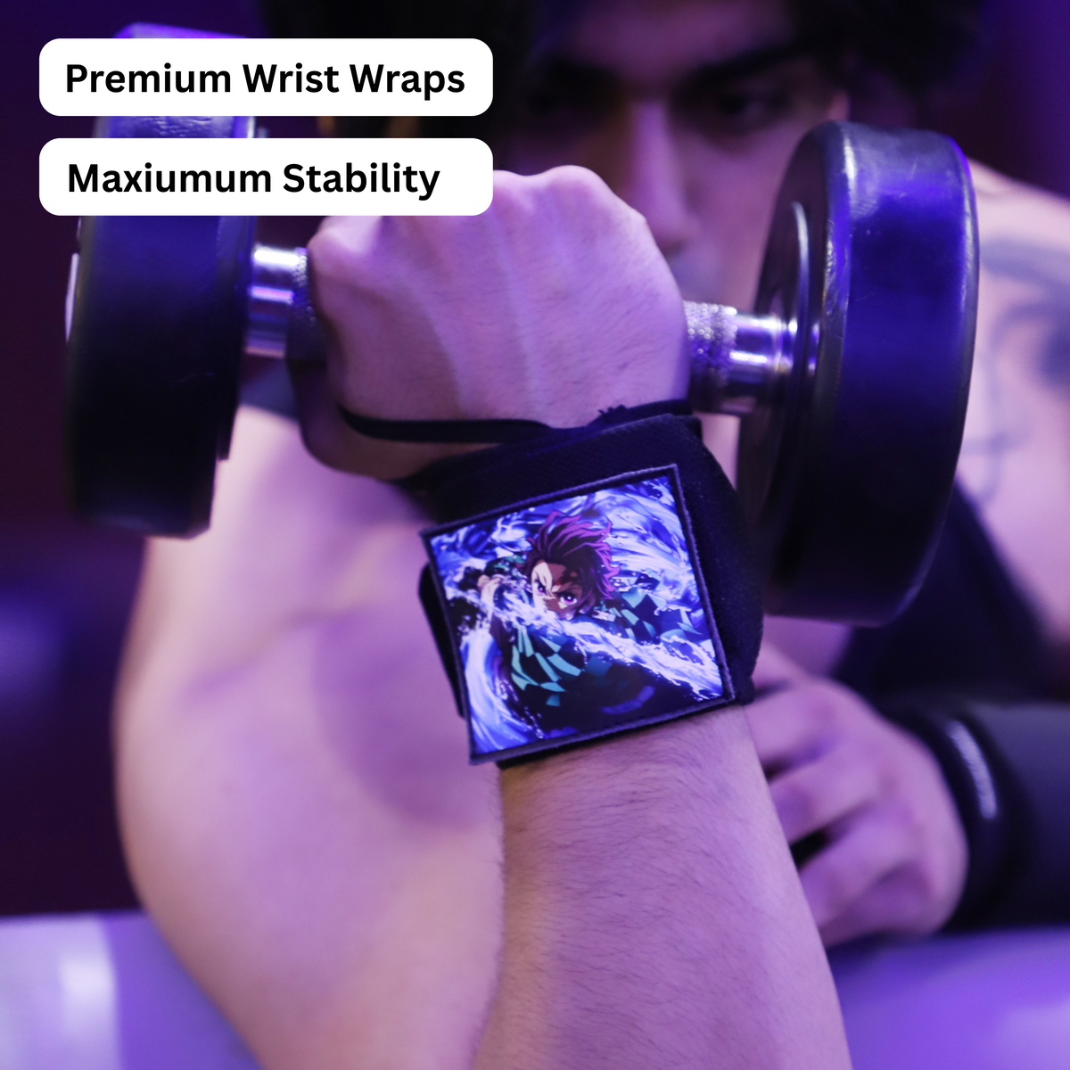 Demon Slayer Heavy duty Wrist Wraps – Tanjiro, Fire Hashira - Inspired Breathing Style Wrist Wraps by ZYZFIT, Detachable design