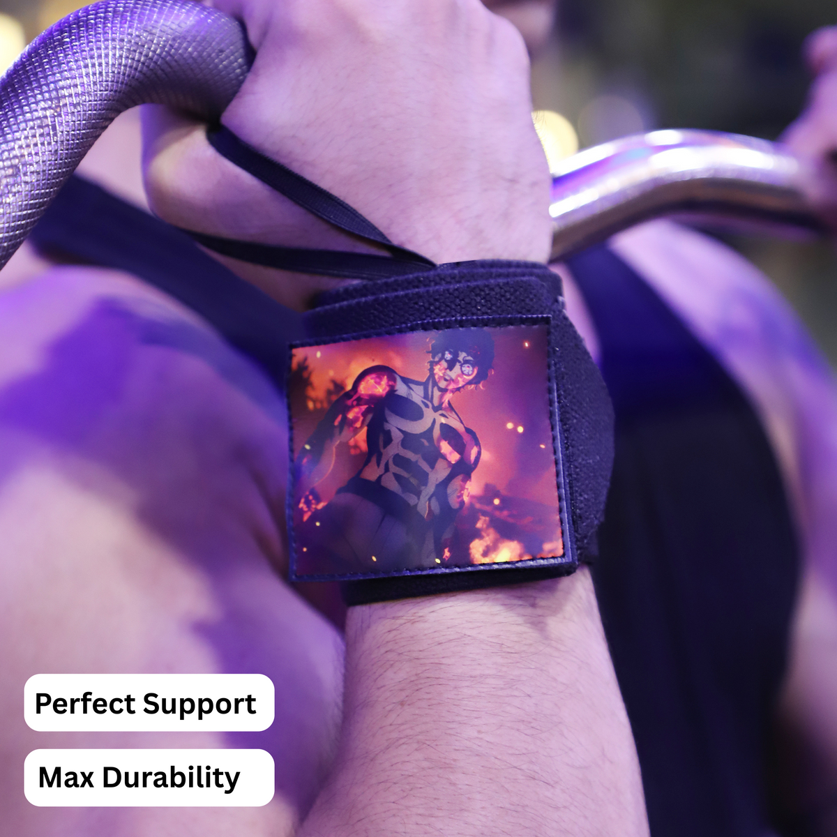 Demon Slayer Heavy duty Wrist Wraps – Tanjiro, Fire Hashira - Inspired Breathing Style Wrist Wraps by ZYZFIT, Detachable design