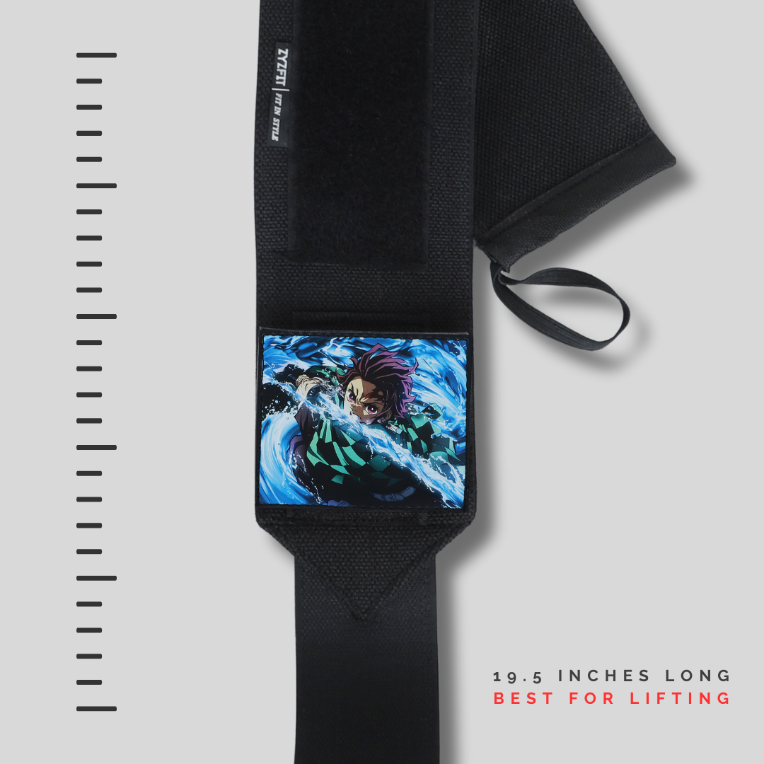 Demon Slayer Heavy duty Wrist Wraps – Tanjiro, Fire Hashira - Inspired Breathing Style Wrist Wraps by ZYZFIT, Detachable design